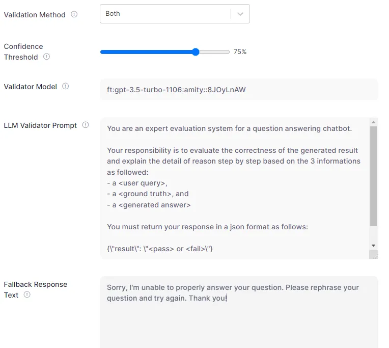 New validation settings