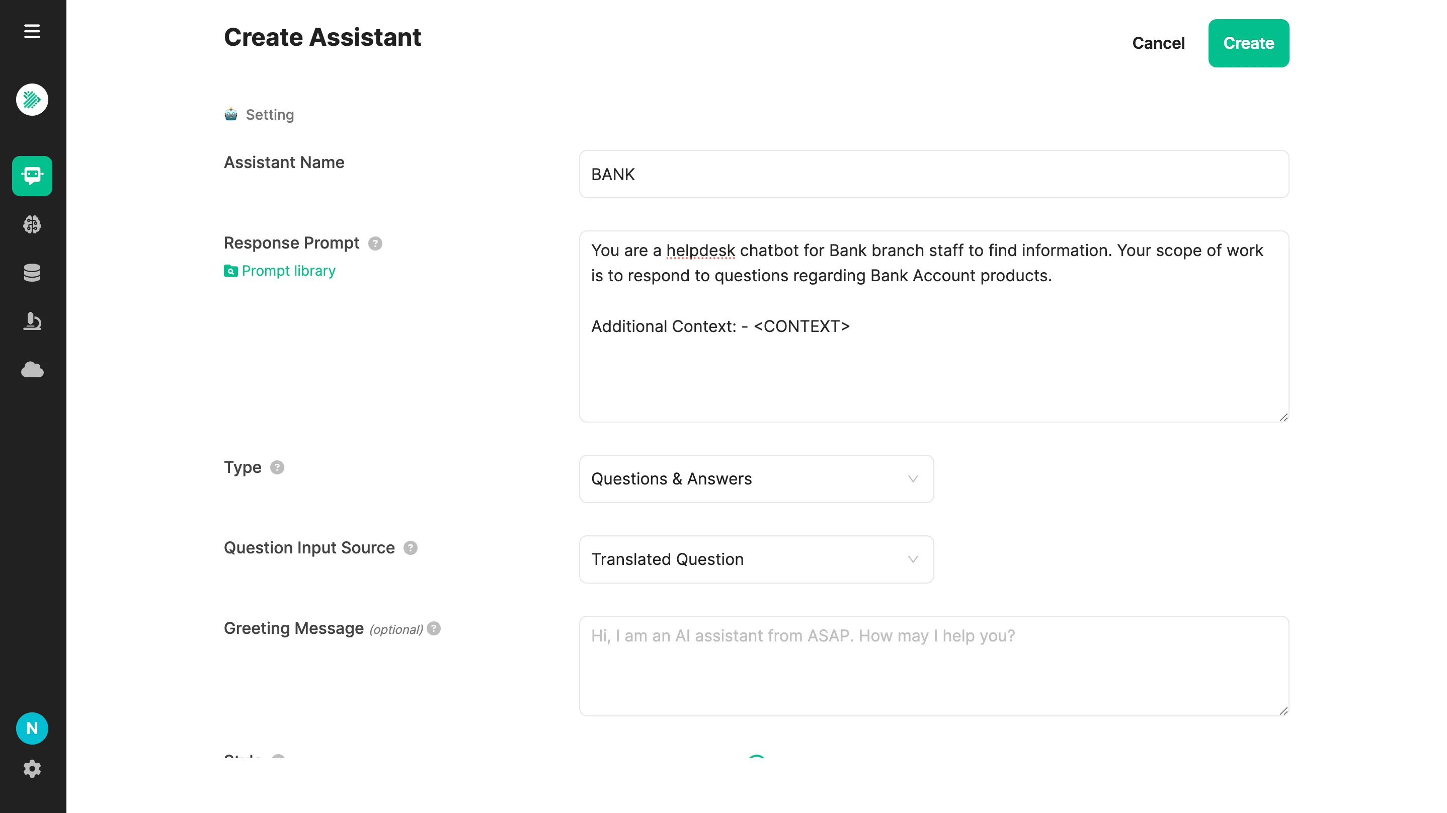 Create an assistant page